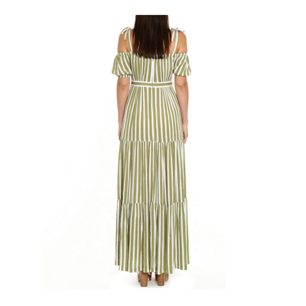MICHAEL MICHAEL KORS Striped Tie-Sleeve Maxi Dress XS - Picture 2 of 12